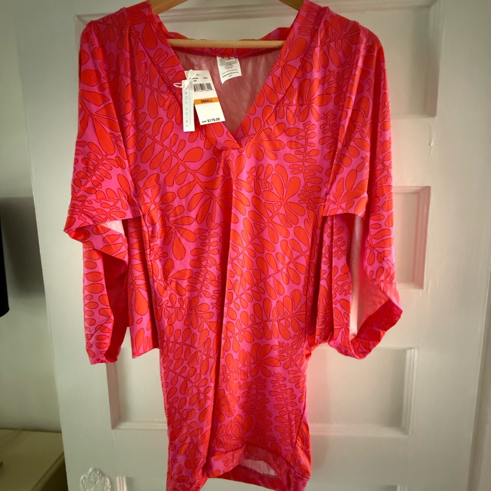 NWT Trina Turk Vibrant Pink and Red Patterned Swim Coverup